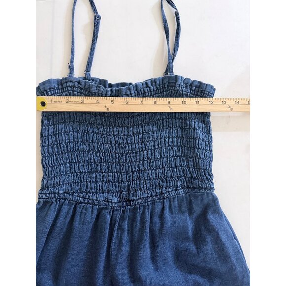 Pilcro Smocked Denim Jumpsuit Womens XS Blue Chambray Wide Leg Sleeveless - Picture 11 of 15